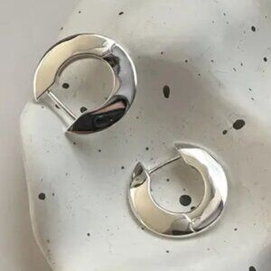 Bold Silver Hoop Earrings. 925 Sterling Silver. #1111